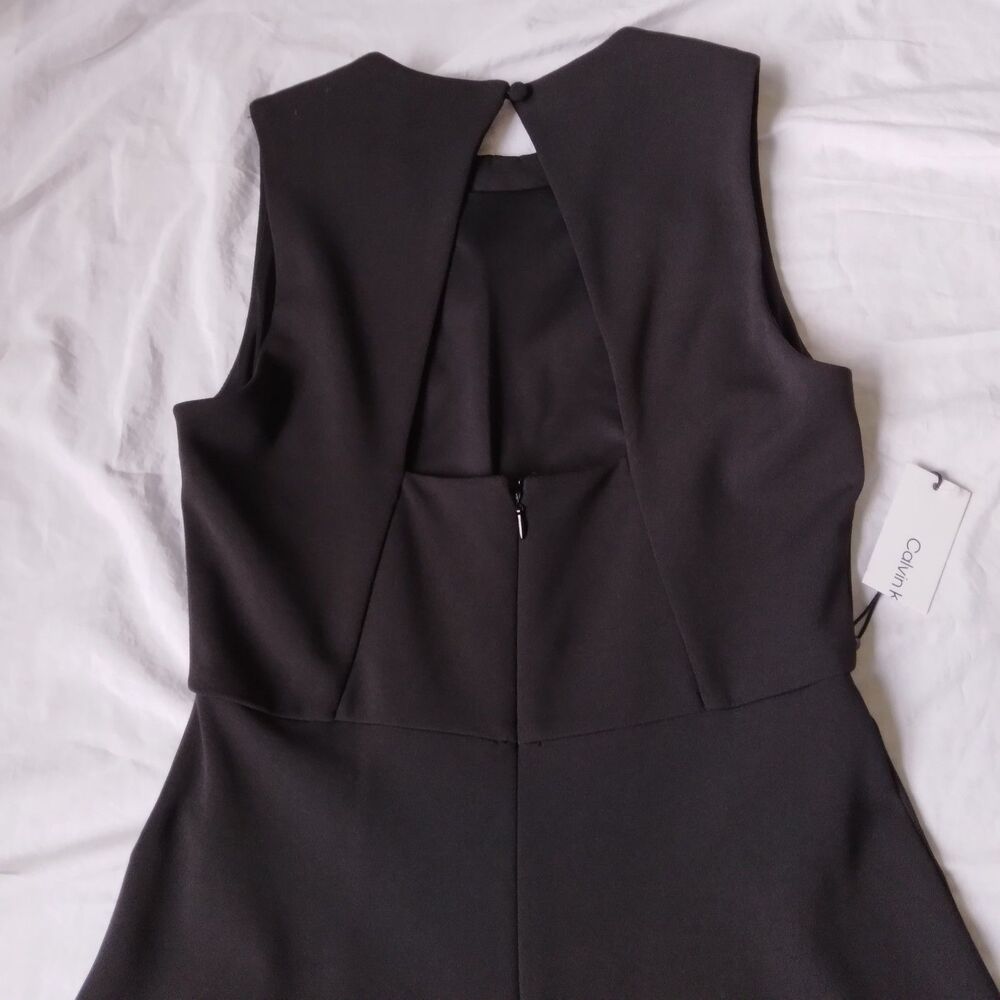 Calvin Klein Sleeveless Midi Dress Black Fit And Flare Womens Size 2 - Picture 10 of 10